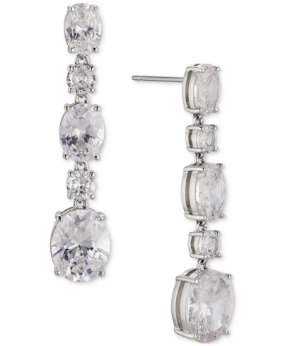 Shop Eliot Danori Silver-tone Cubic Zirconia Linear Drop Earrings, Created For Macy's