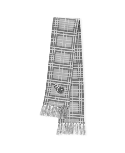 Shop Wear By Erin Andrews Women's  Tennessee Titans Plaid Knit Hat With Pom And Scarf Set In Gray