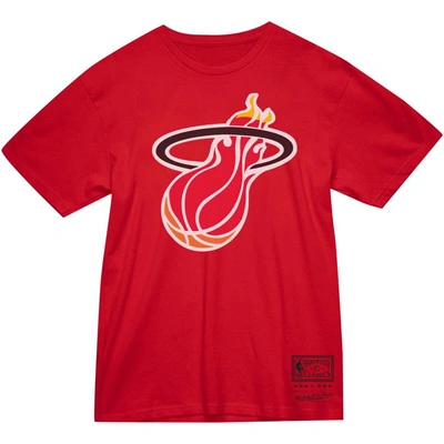Shop Mitchell & Ness Unisex   Red Miami Heat Hardwood Classics Mvp Throwback Logo T-shirt