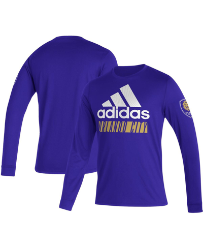 Shop Adidas Originals Men's Adidas Purple Distressed Orlando City Sc Vintage-like Aeroready Long Sleeve T-shirt