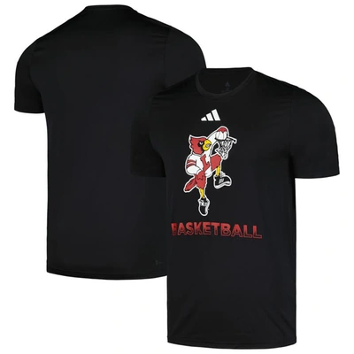Shop Adidas Originals Adidas  Black Louisville Cardinals Fadeaway Basketball Pregame Aeroready T-shirt