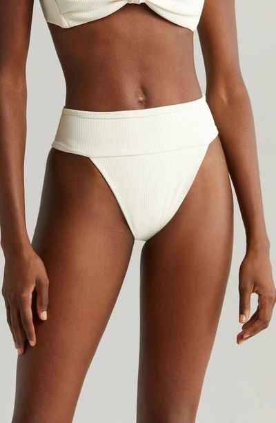 Montce Tamarindo Rib High Cut Bikini Bottoms In Cream Rib