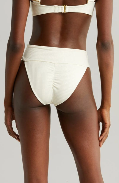 Montce Tamarindo Rib High Cut Bikini Bottoms In Cream Rib