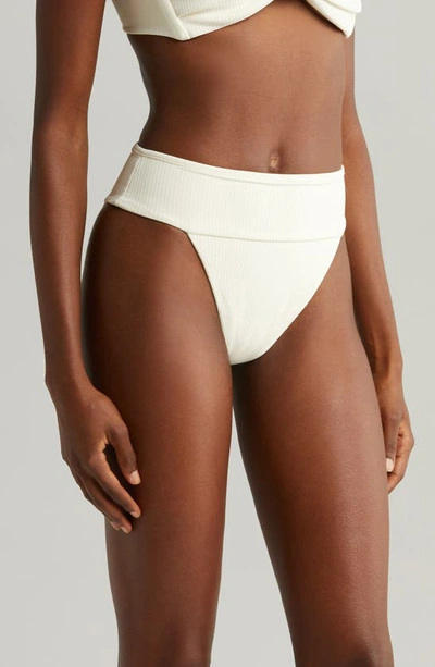 Montce Tamarindo Rib High Cut Bikini Bottoms In Cream Rib
