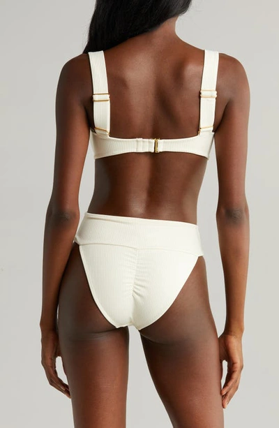 Montce Tamarindo Rib High Cut Bikini Bottoms In Cream Rib