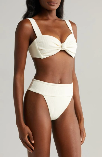 Montce Tamarindo Rib High Cut Bikini Bottoms In Cream Rib