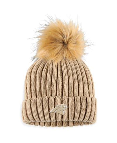 Shop Wear By Erin Andrews Women's  Natural Carolina Panthers Neutral Cuffed Knit Hat With Pom