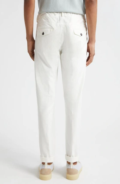 Shop Eleventy Drawstring Waist Stretch Jersey Pants In White