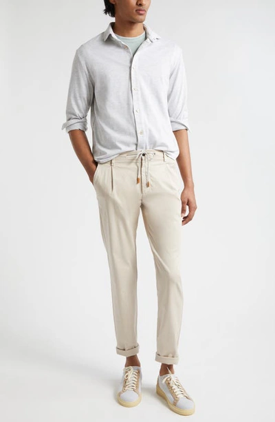 Eleventy Dandy Jersey Button-up Shirt In Light Grey