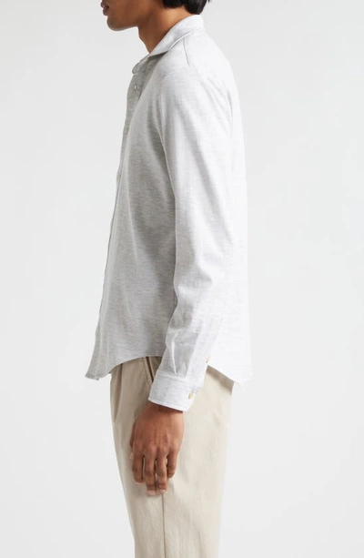 Eleventy Dandy Jersey Button-up Shirt In Light Grey
