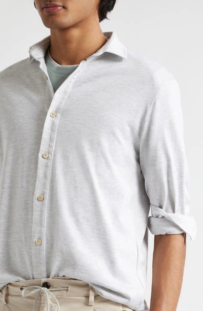 Eleventy Dandy Jersey Button-up Shirt In Light Grey