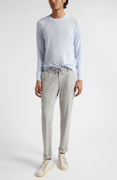 Eleventy Drawstring Waist Stretch Virgin Wool Pants In Medium Grey
