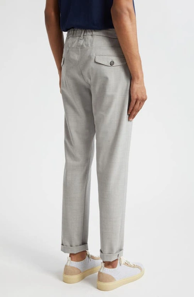 Eleventy Drawstring Waist Stretch Virgin Wool Pants In Medium Grey