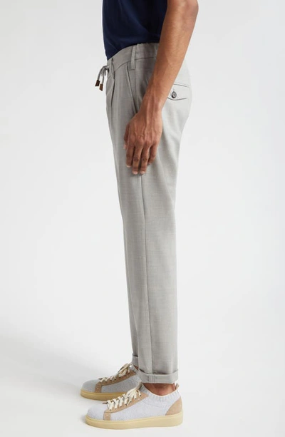 Shop Eleventy Drawstring Waist Stretch Virgin Wool Pants In Medium Grey