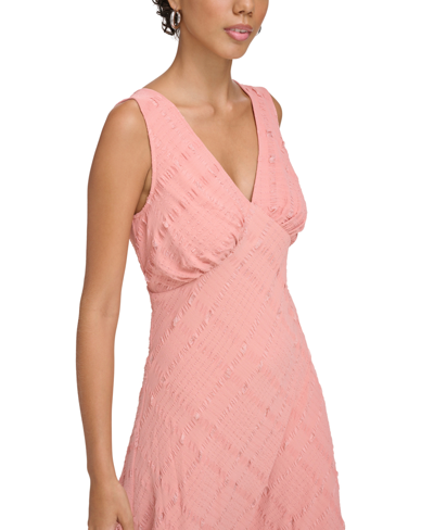 Shop Calvin Klein Women's Sleeveless V-neck Midi Dress In Desert Rose