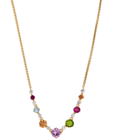 Shop Eliot Danori 18k Gold-plated Multicolor Mixed Stone Statement Necklace, 15" + 3" Extender, Created For Macy's