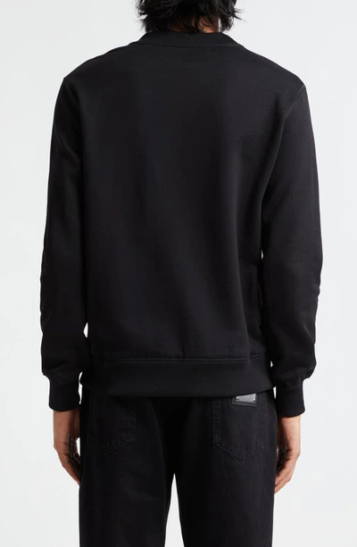 Shop Dolce & Gabbana Embroidered Logo Cotton French Terry Graphic Sweatshirt In N0000 Nero