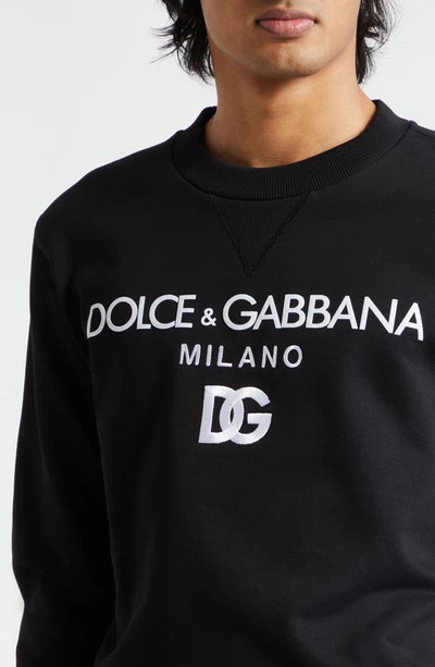 Shop Dolce & Gabbana Embroidered Logo Cotton French Terry Graphic Sweatshirt In N0000 Nero