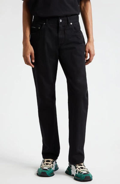 Dolce & Gabbana Black Skinny Jeans With Logo Plaque At The Back In Stretch Cotton Denim Man In Variante Abbinata