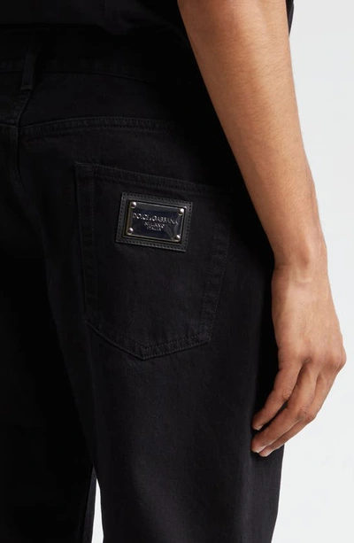 Dolce & Gabbana Black Skinny Jeans With Logo Plaque At The Back In Stretch Cotton Denim Man In Variante Abbinata