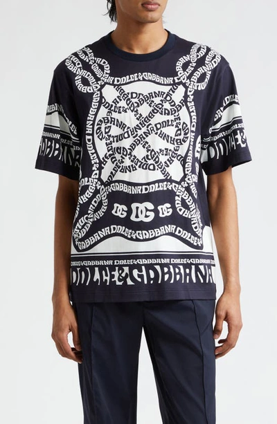 Dolce & Gabbana Logo-print Cotton T-shirt In Marina Blue