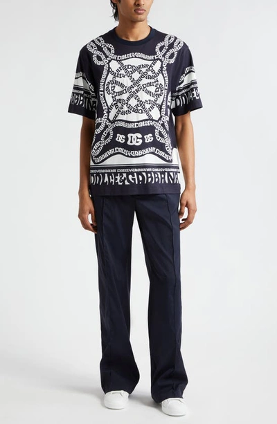 Dolce & Gabbana Logo-print Cotton T-shirt In Marina Blue