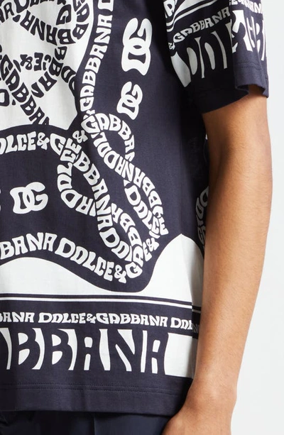 Shop Dolce & Gabbana Marina Print Cotton T-shirt In Marina Blue
