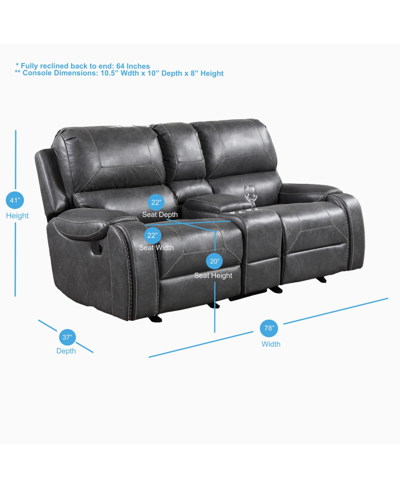 Steve Silver Keily Manual Glider Recliner Loveseat In Dark Gray
