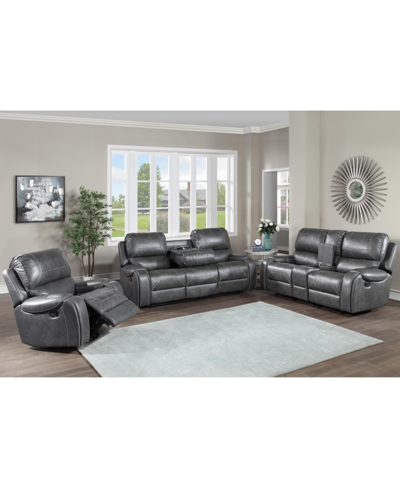 Steve Silver Keily Manual Glider Recliner Loveseat In Dark Gray