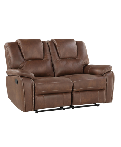 Shop Steve Silver Katrine 62" Manual Reclining Loveseat In Medium Brown