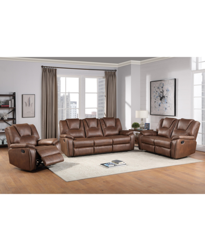 Shop Steve Silver Katrine 62" Manual Reclining Loveseat In Medium Brown