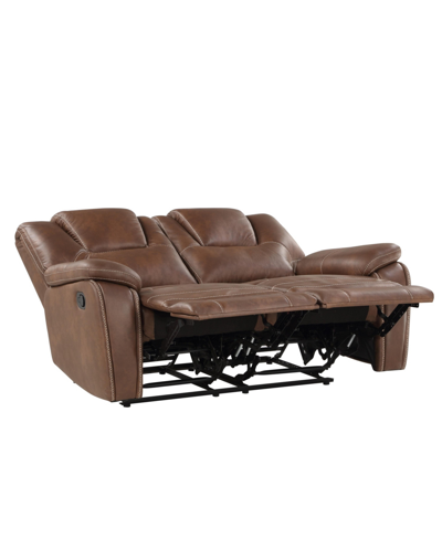 Shop Steve Silver Katrine 62" Manual Reclining Loveseat In Medium Brown