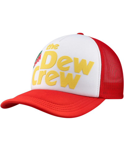 Shop Lids Men's White, Red Mountain Dew Dew Crew Foam Trucker Adjustable Hat In White,red