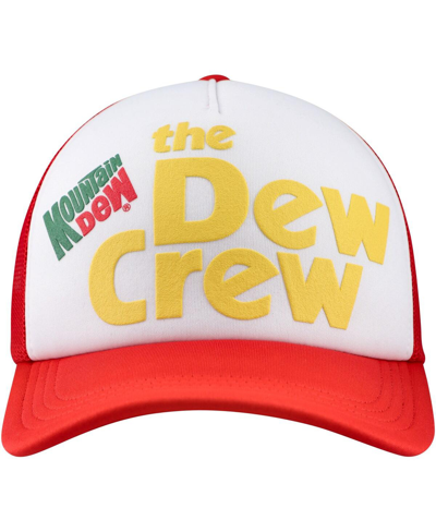 Shop Lids Men's White, Red Mountain Dew Dew Crew Foam Trucker Adjustable Hat In White,red