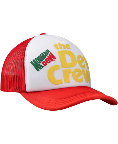 Lids Men's White, Red Mountain Dew Dew Crew Foam Trucker Adjustable Hat In White,red