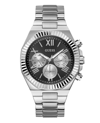 Shop Guess Men's Analog Silver-tone Steel Watch 44mm