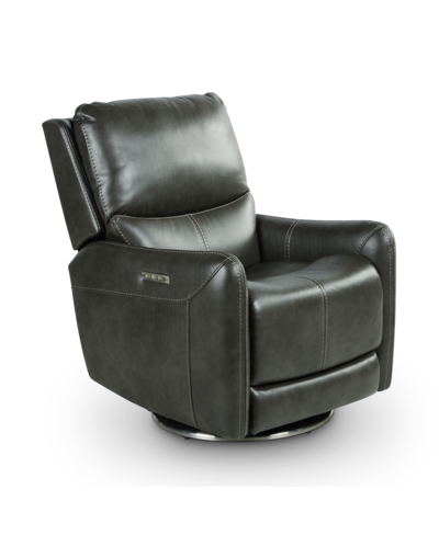 Shop Steve Silver Athens Swivel Power Recliner In Dark Gray