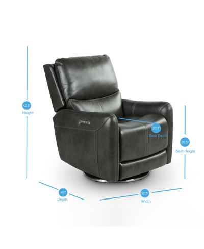 Steve Silver Athens Swivel Power Recliner In Dark Gray