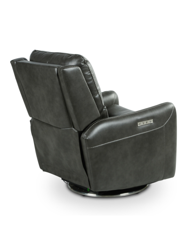 Shop Steve Silver Athens Swivel Power Recliner In Dark Gray