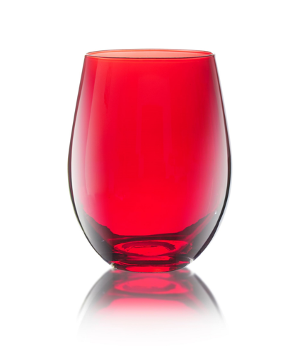 Qualia Glass Carnival Stemless 19 oz Wine Glasses, Set Of 4 In Red