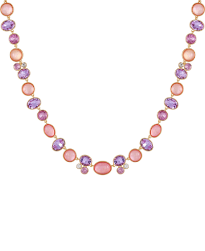 Shop T Tahari Gold-tone Pink And Lilac Violet Glass Stone Statement Necklace