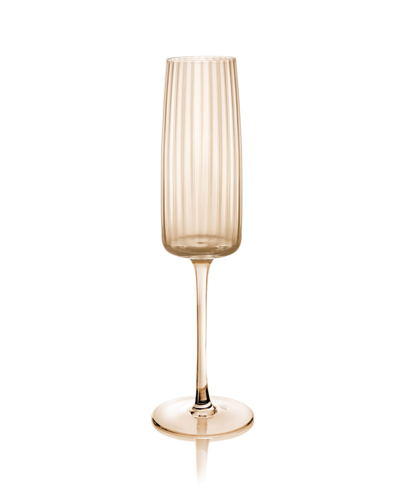 Qualia Glass Modern Flute Glasses, Set Of 4 In Amber