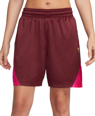 Shop Nike Women's Dri-fit Isofly Basketball Shorts In Dark Team Red,alchemy Pink,soft Yellow