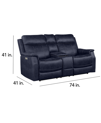 Steve Silver Valencia 74" Dual Power Reclining Console Loveseat In Dark Blue