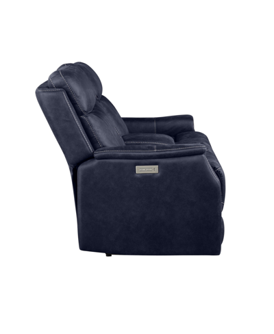 Steve Silver Valencia 74" Dual Power Reclining Console Loveseat In Dark Blue