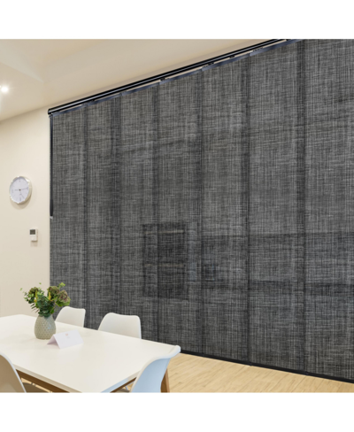 Shop Rod Desyne Tweed Blind 7-panel Single Rail Panel Track Extendable 110"-153"w X 94"h, Panel Width 23.5" In Black