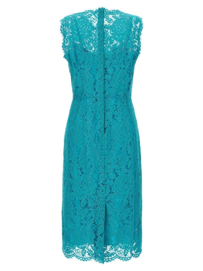 Shop Dolce & Gabbana Lace Dress In Blue