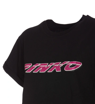 Shop Pinko T-shirts In Nero/fuxia