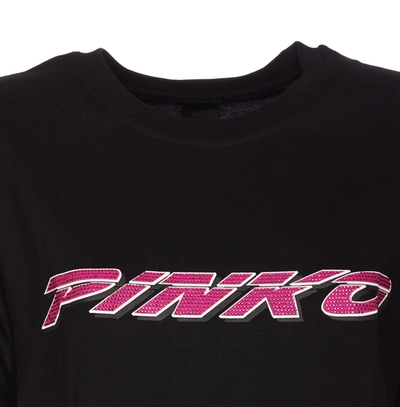 Shop Pinko T-shirts In Nero/fuxia