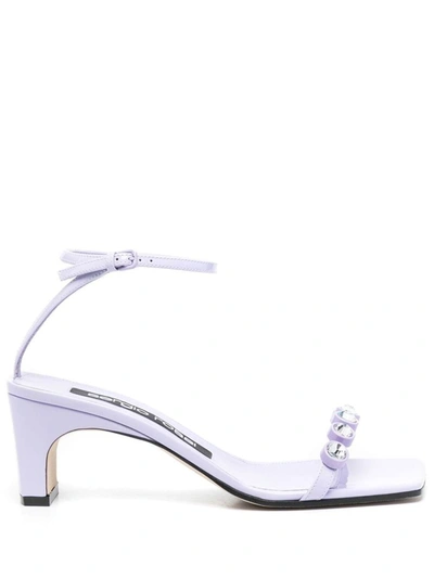 Shop Sergio Rossi Wisteria Lilac Leather Sr1 Sandals